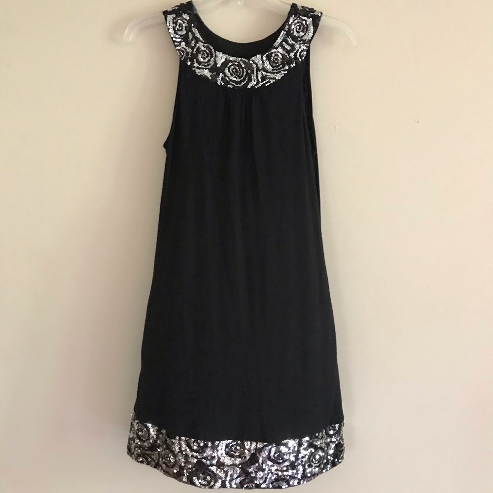 Express black sequined swing dress